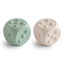 Mushie Dice Press Toy - Cambridge Blue/Shifting Sands