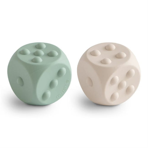 Mushie Dice Press Toy - Cambridge Blue/Shifting Sands
