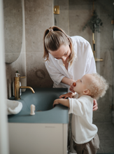 Mushie Silicone Finger Toothbrush -  Stone/Tradewinds
