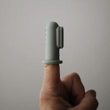 Mushie Silicone Finger Toothbrush -  Stone/Tradewinds