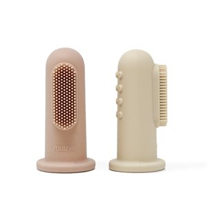 Mushie Silicone Finger Toothbrush -  Blush/Shifting Sand