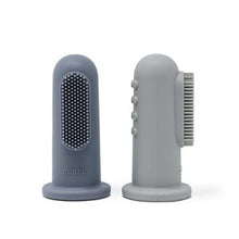 Mushie Silicone Finger Toothbrush -  Stone/Tradewinds